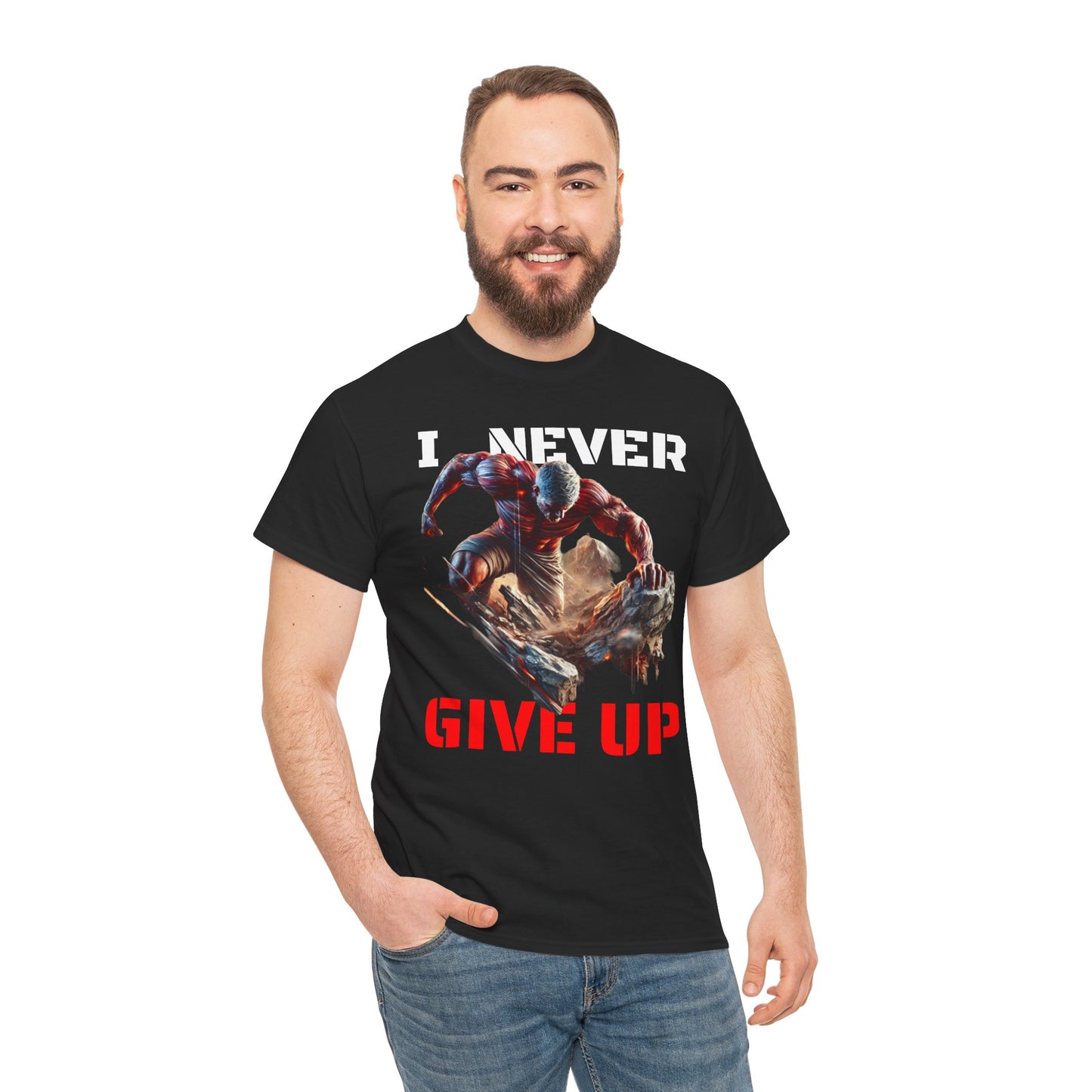 CAMISETA HOMBRE ALFA "I NEVER GIVE UP".(USA).
