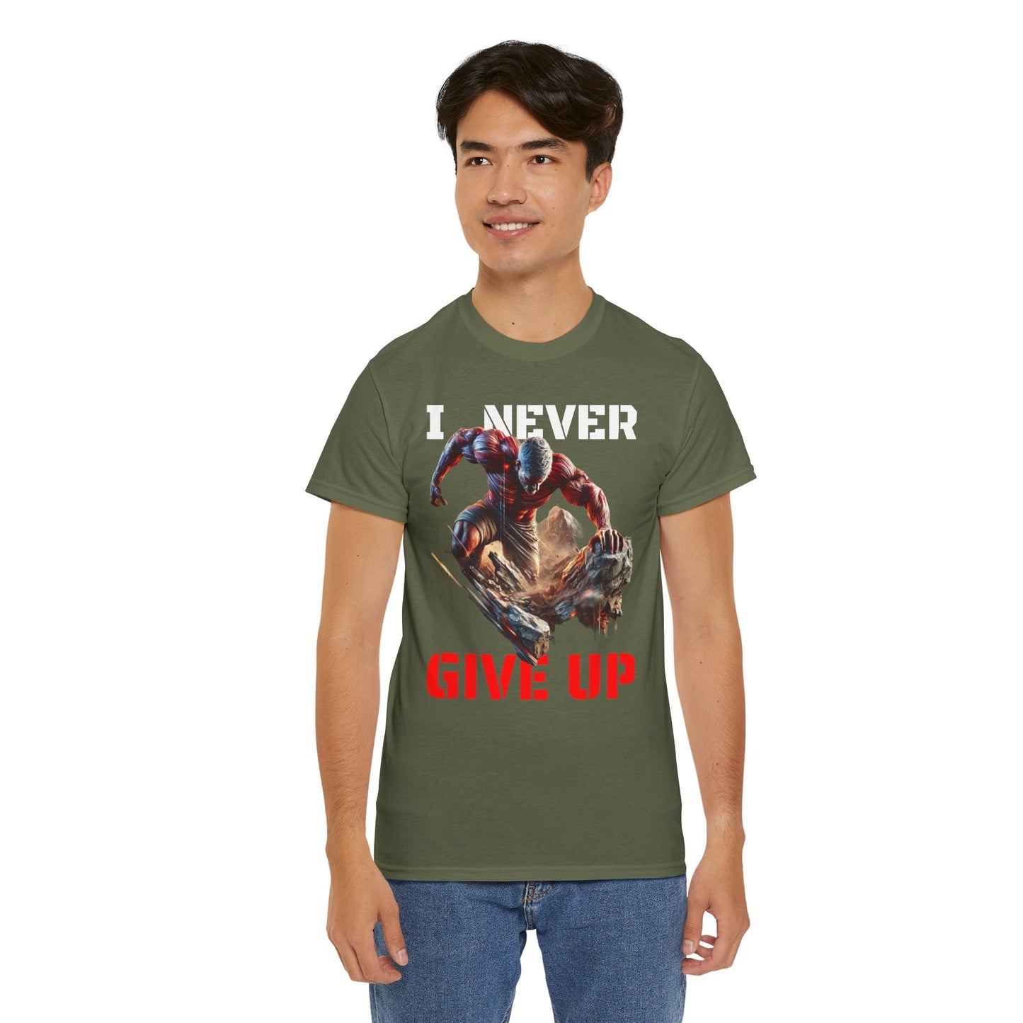 CAMISETA HOMBRE ALFA "I NEVER GIVE UP".(USA).