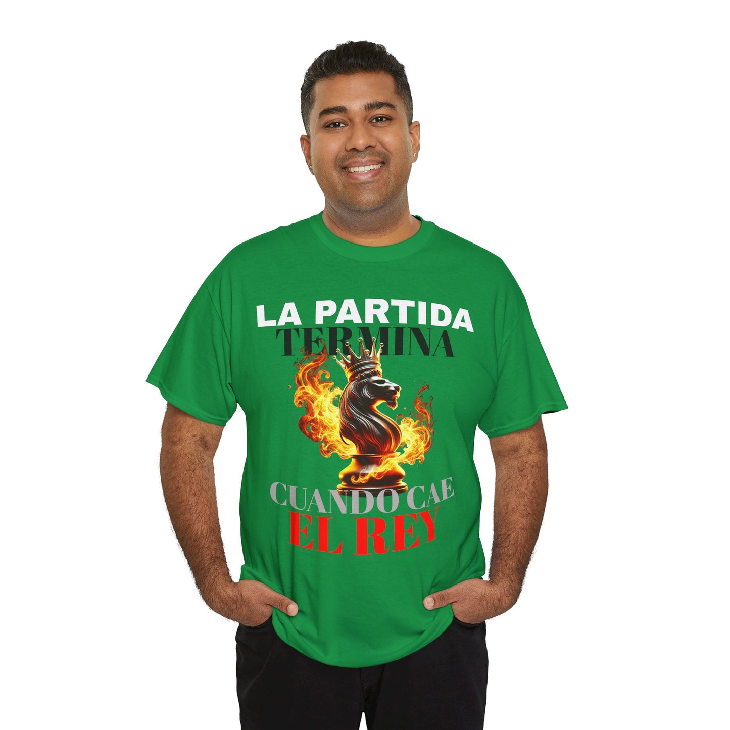 CAMISETA HOMBRE ALFA "LA PARTIDA TERMINA CUANDO CAE EL REY".(EUROPA)