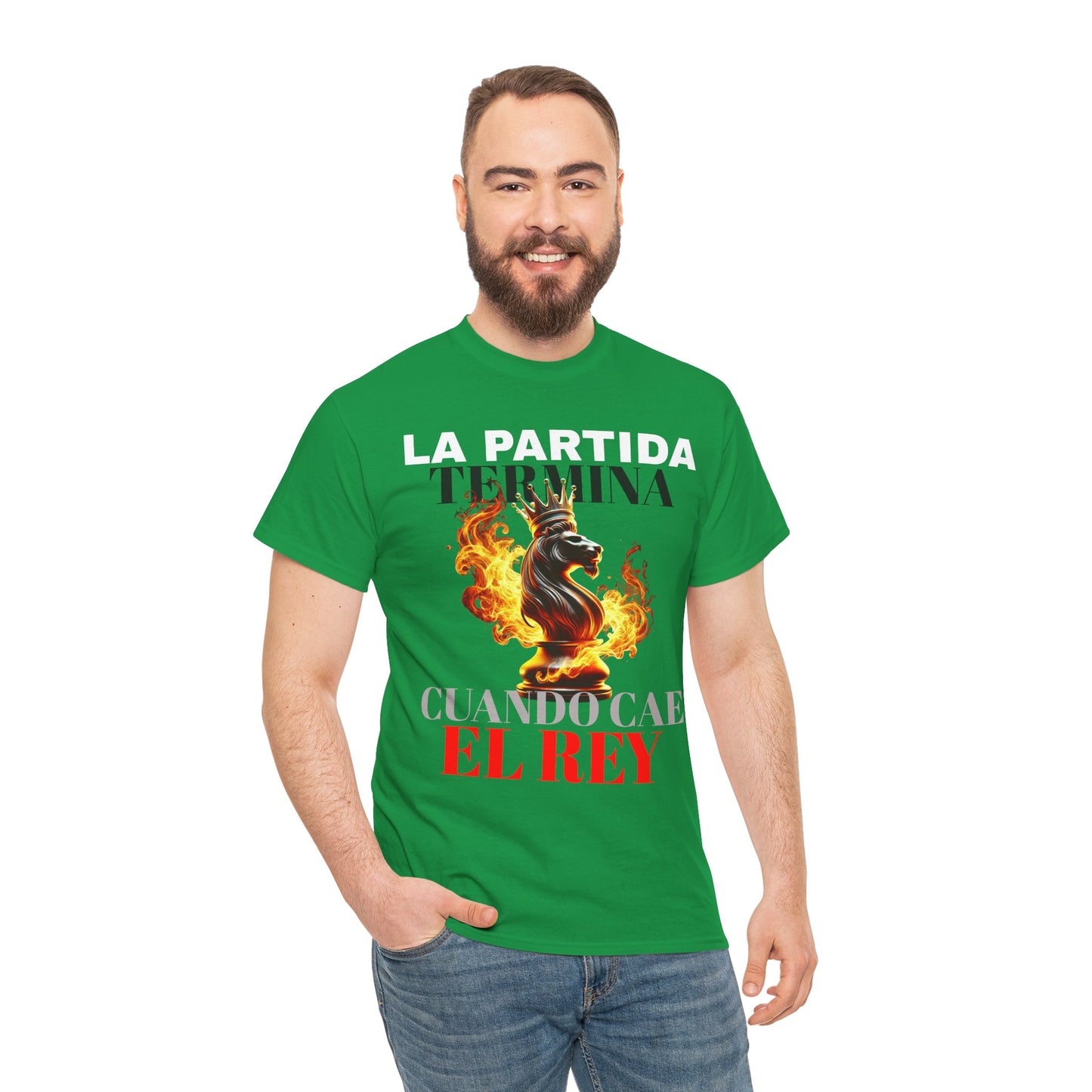 CAMISETA HOMBRE ALFA "LA PARTIDA TERMINA CUANDO CAE EL REY".(EUROPA)
