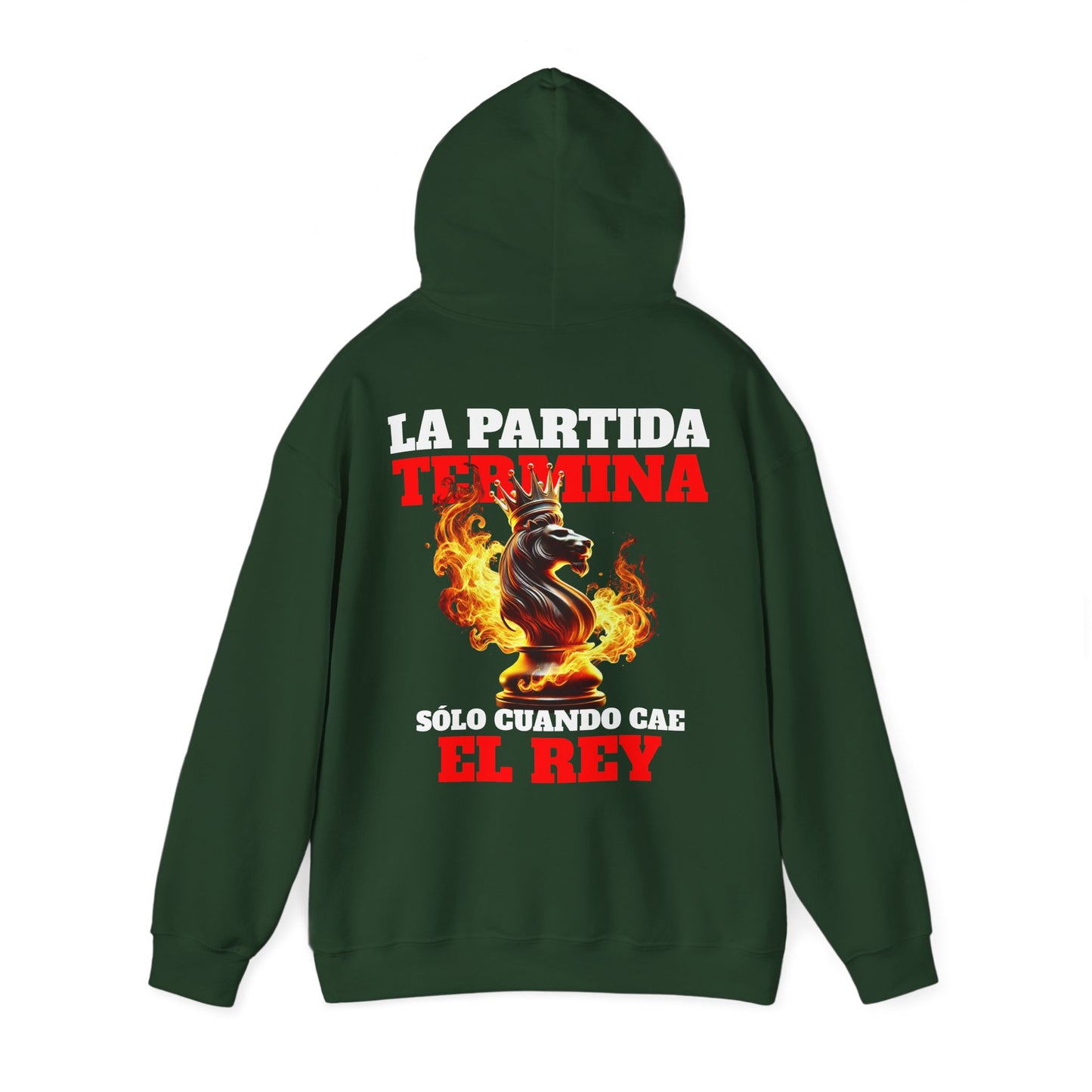SUDADERA CON GORRO "LA PARTIDA TERMINA CUANDO CAE EL REY". (EUROPA).