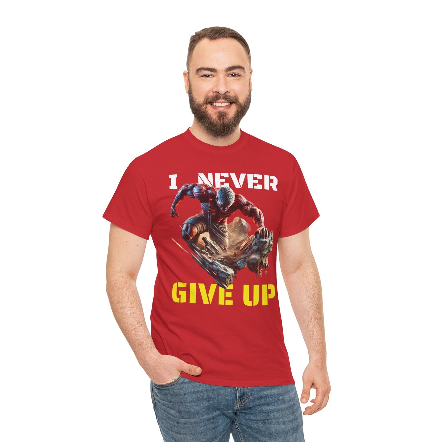CAMISETA HOMBRE ALFA "I NEVER GIVE UP".(USA).