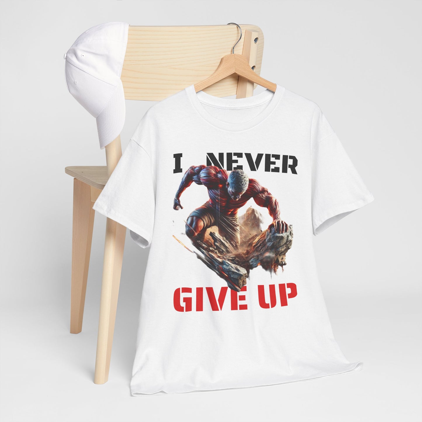 CAMISETA HOMBRE ALFA "I NEVER GIVE UP".(USA).