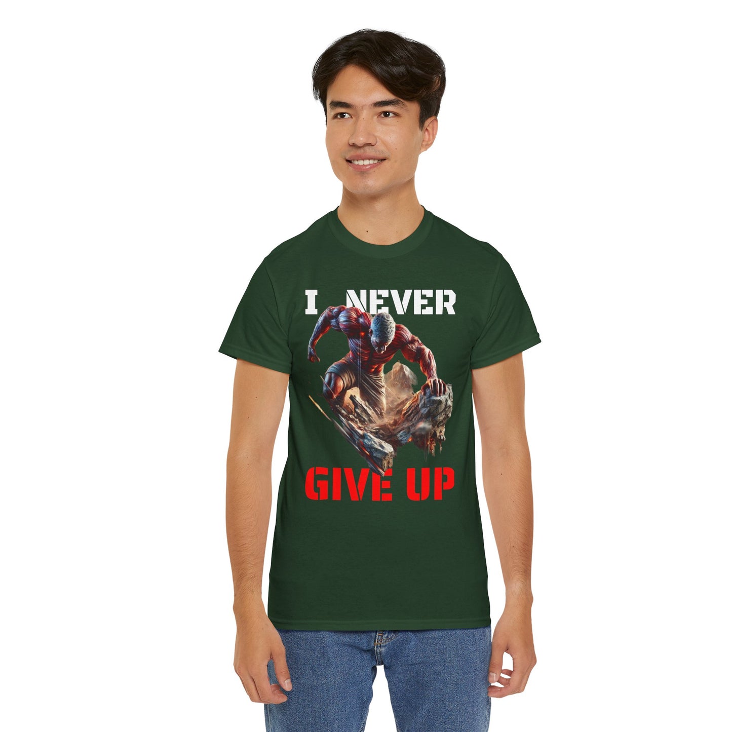 CAMISETA HOMBRE ALFA "I NEVER GIVE UP".(USA).