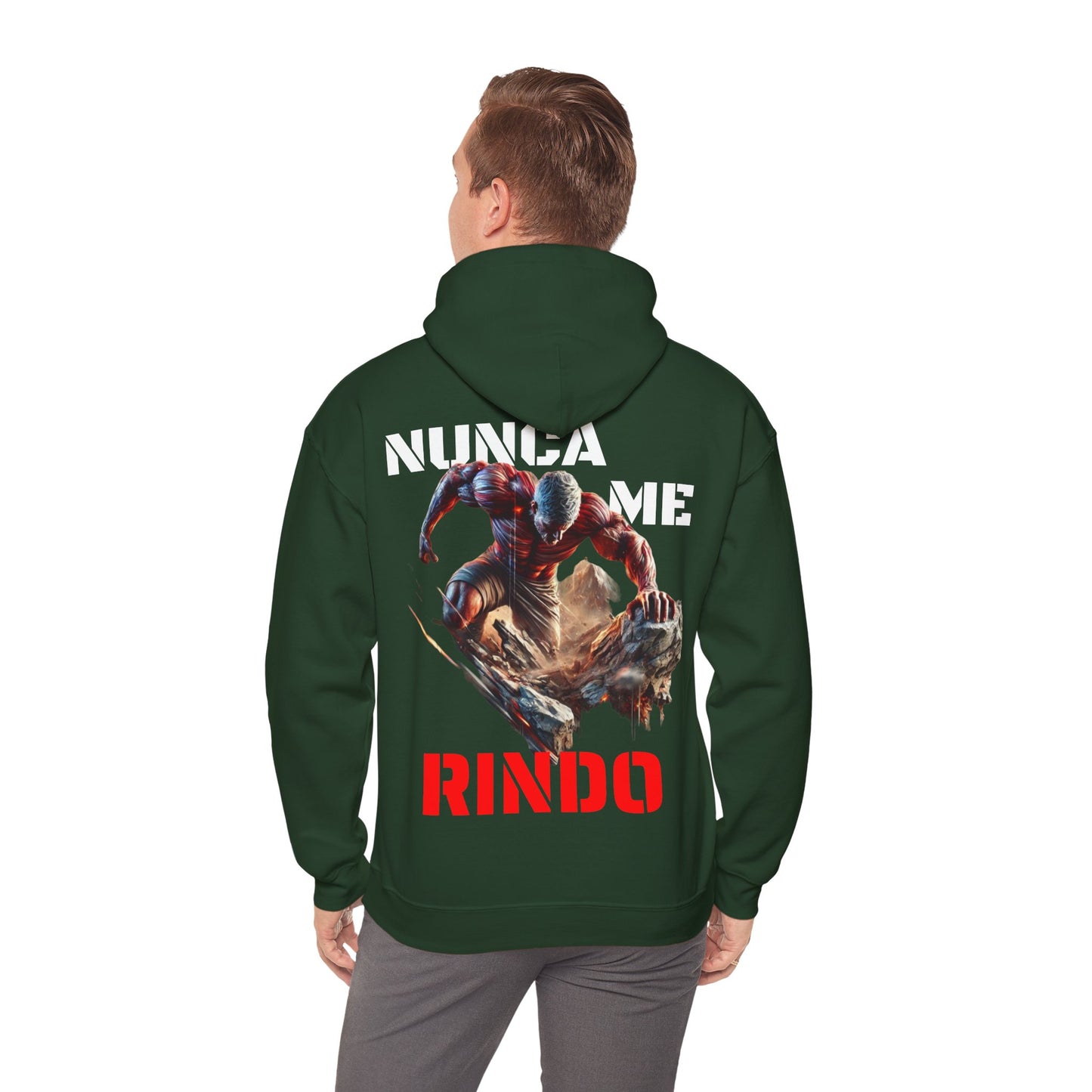 SUDADERA CON GORRO"NUNCA ME RINDO". (EUROPA).