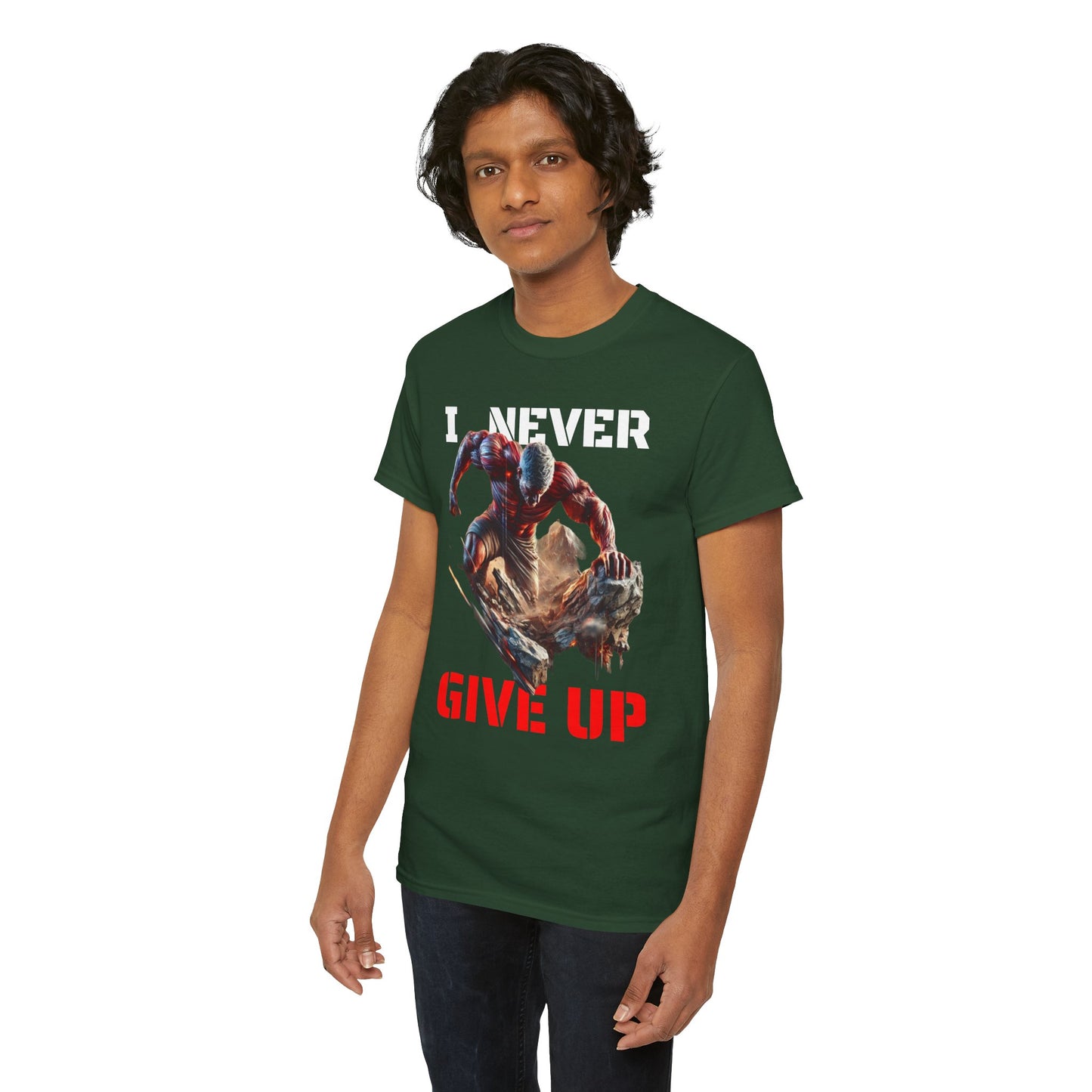 CAMISETA HOMBRE ALFA "I NEVER GIVE UP".(USA).