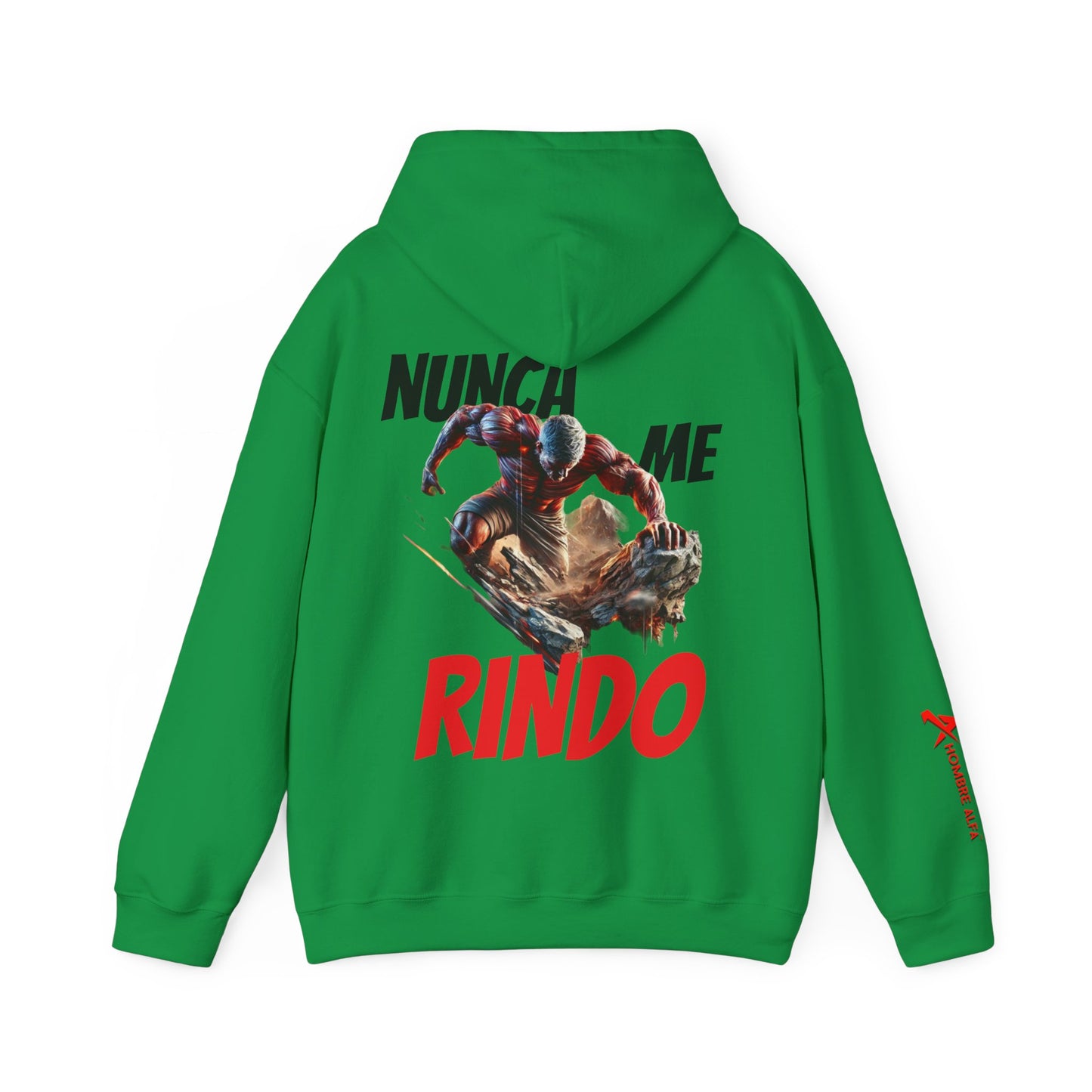 SUDADERA CON GORRO HOMBRE ALFA, "NUNCA ME RINDO".(USA).