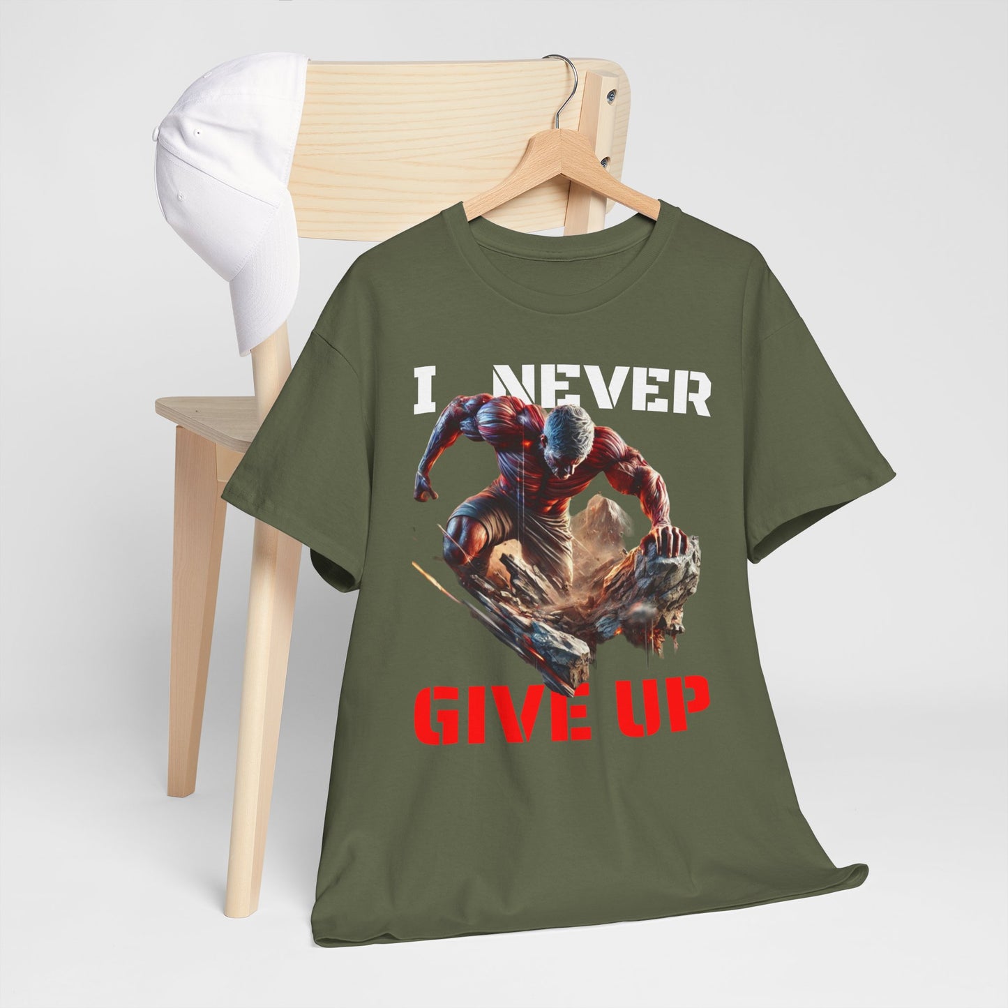 CAMISETA HOMBRE ALFA "I NEVER GIVE UP".(USA).