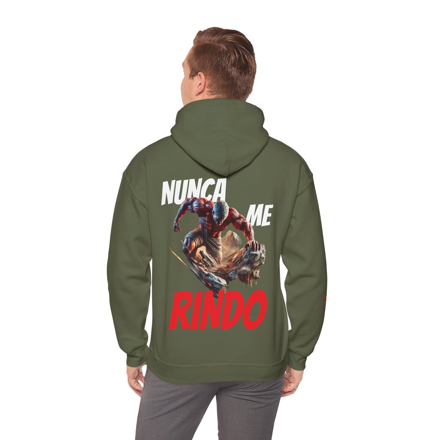 SUDADERA CON GORRO HOMBRE ALFA, "NUNCA ME RINDO".(USA).