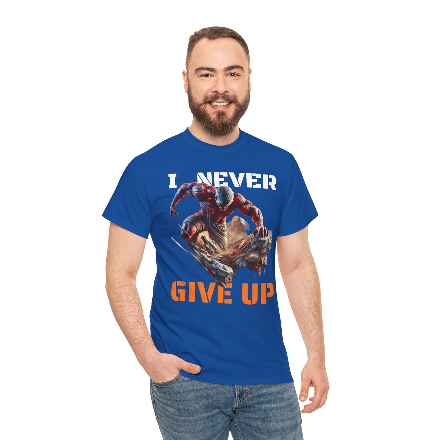 CAMISETA HOMBRE ALFA "I NEVER GIVE UP".(USA).