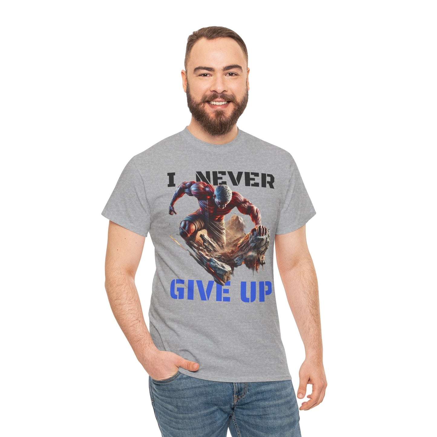 CAMISETA HOMBRE ALFA "I NEVER GIVE UP".(USA).