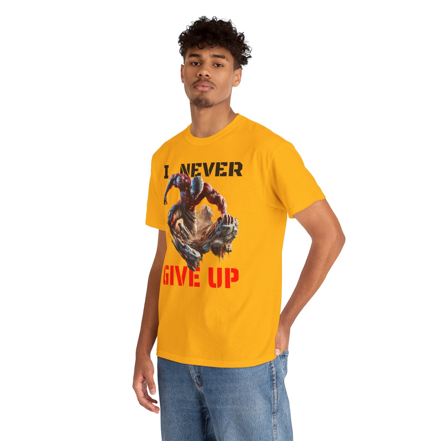 CAMISETA HOMBRE ALFA "I NEVER GIVE UP".(USA).