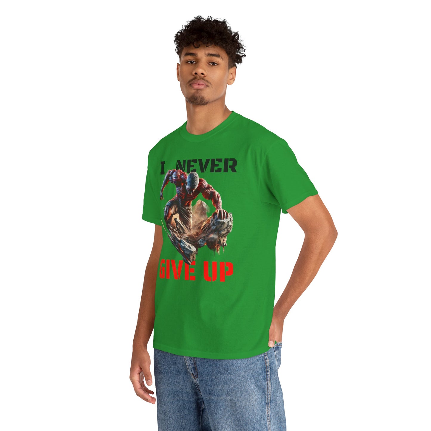 CAMISETA HOMBRE ALFA "I NEVER GIVE UP".(USA).