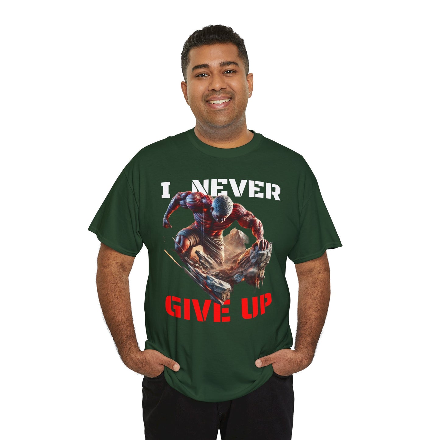 CAMISETA HOMBRE ALFA "I NEVER GIVE UP".(USA).