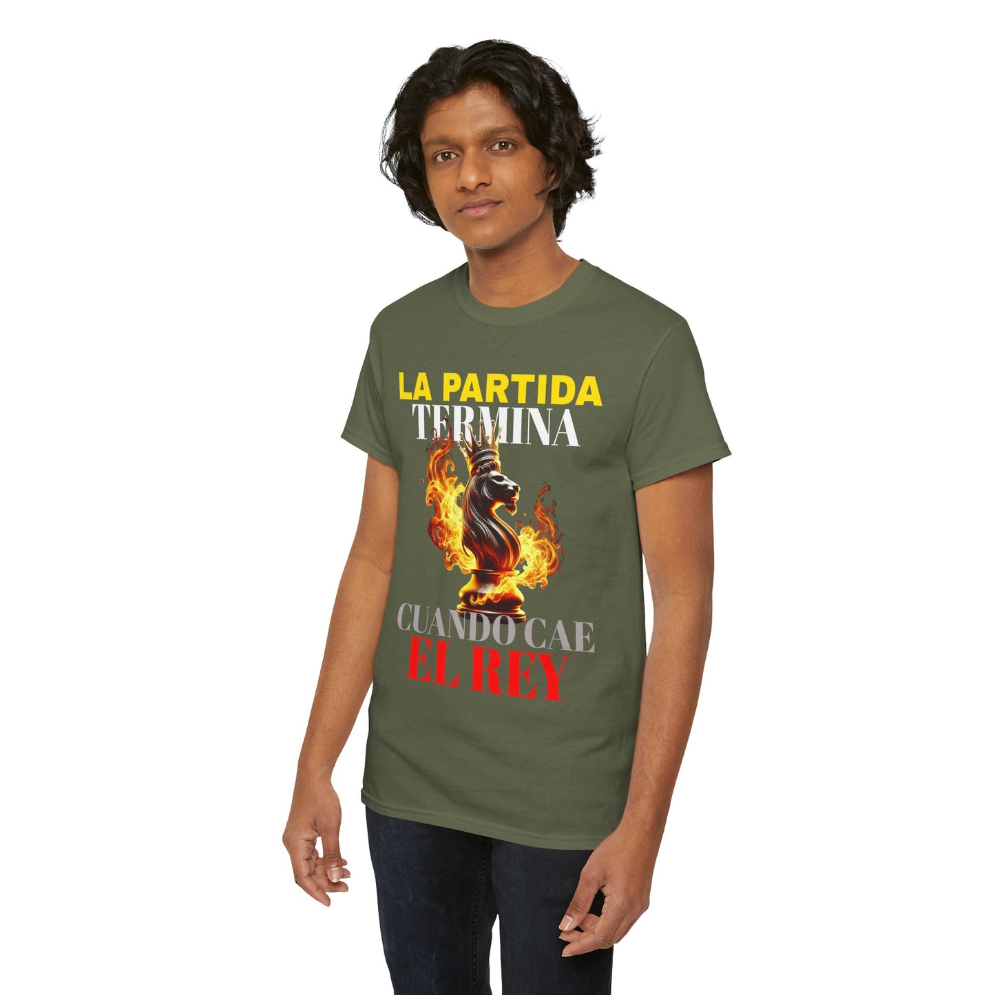CAMISETA HOMBRE ALFA "LA PARTIDA TERMINA CUANDO CAE EL REY".(EUROPA)