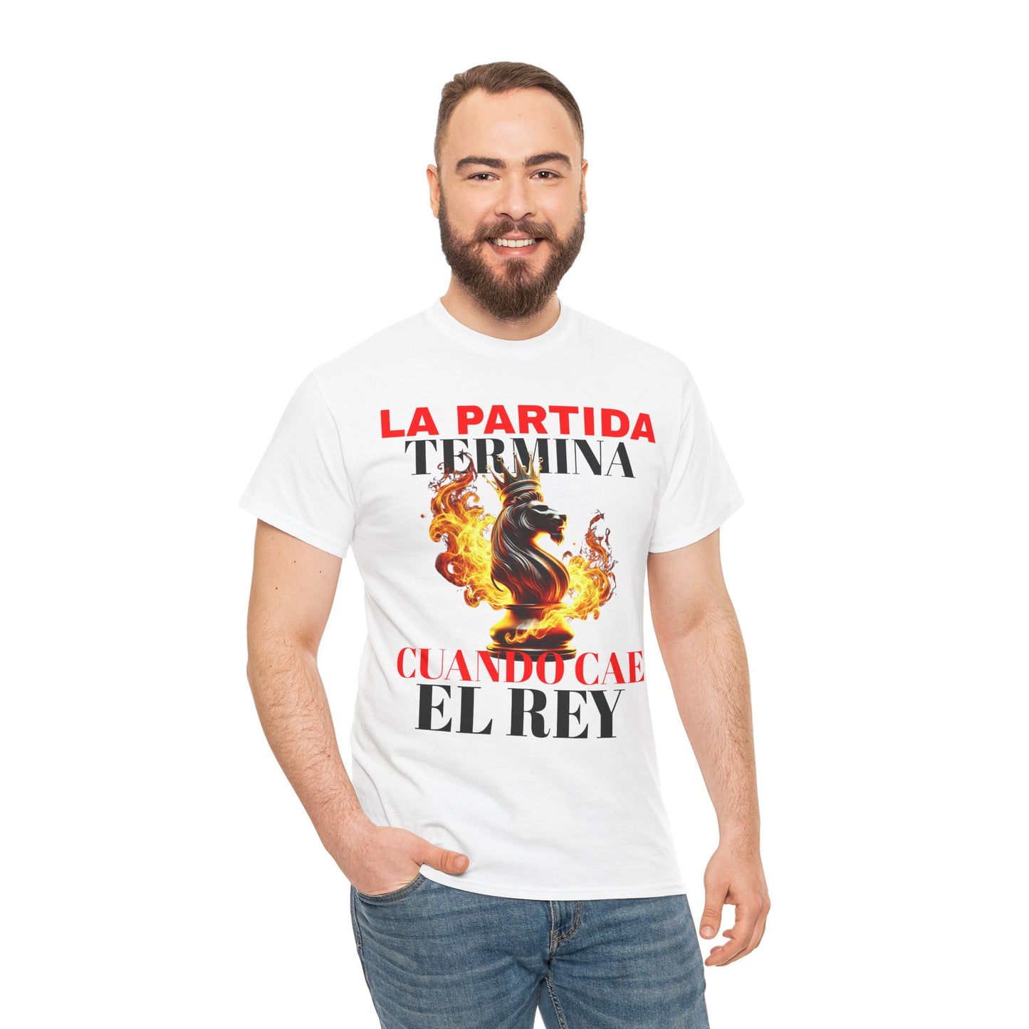 CAMISETA HOMBRE ALFA "LA PARTIDA TERMINA CUANDO CAE EL REY".(EUROPA)