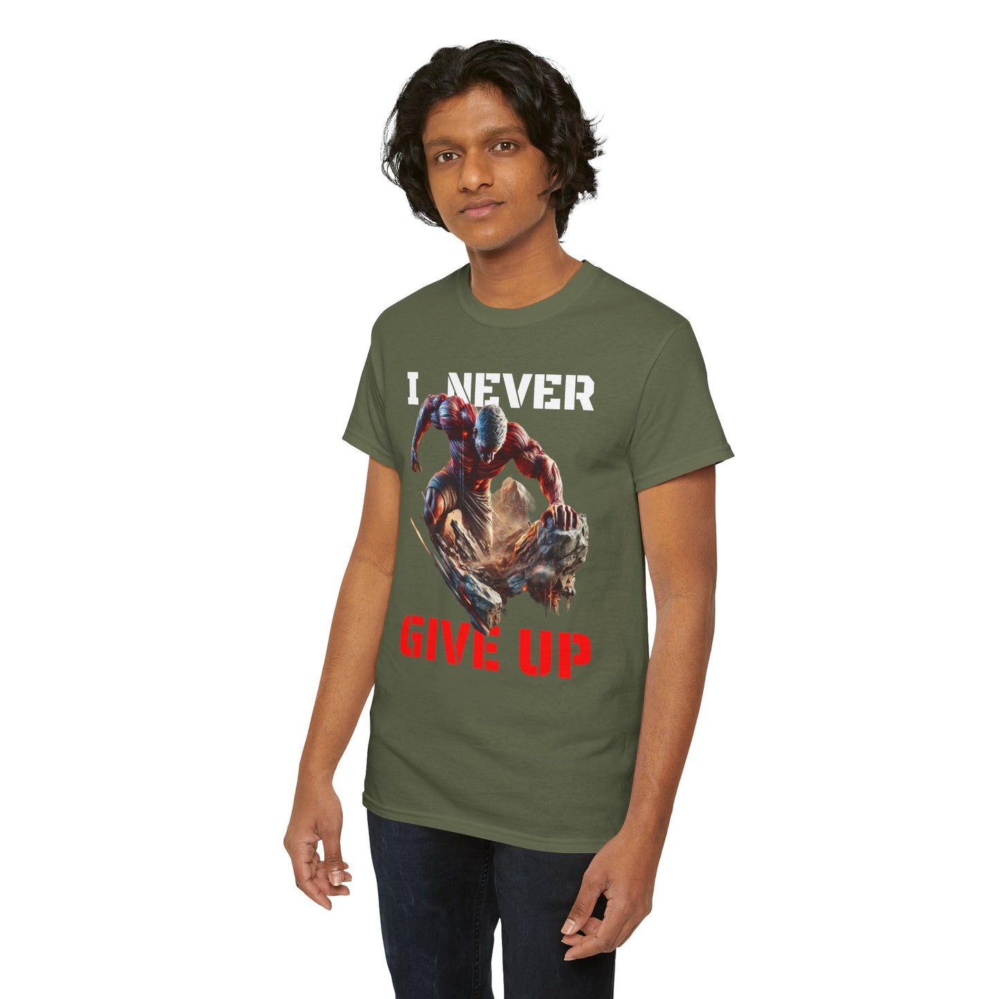 CAMISETA HOMBRE ALFA "I NEVER GIVE UP".(USA).