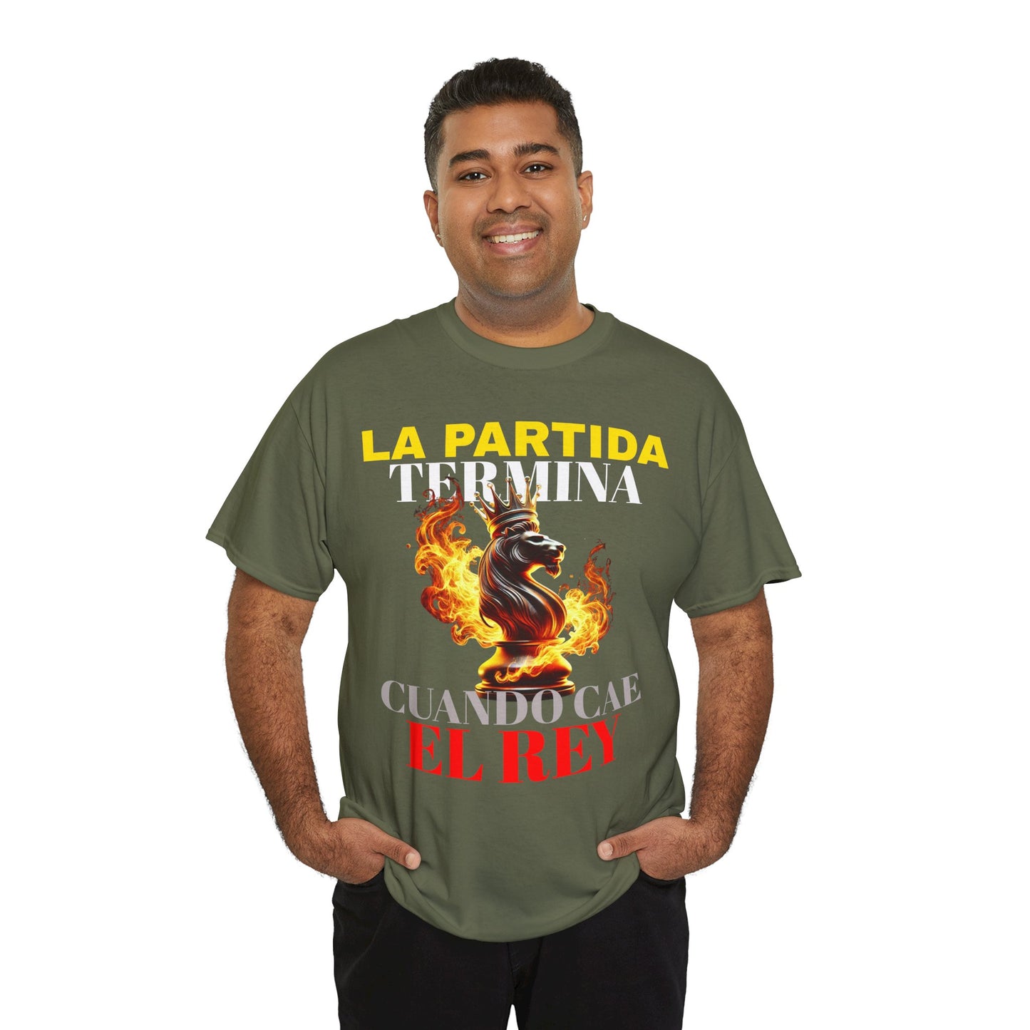 CAMISETA HOMBRE ALFA "LA PARTIDA TERMINA CUANDO CAE EL REY".(EUROPA)