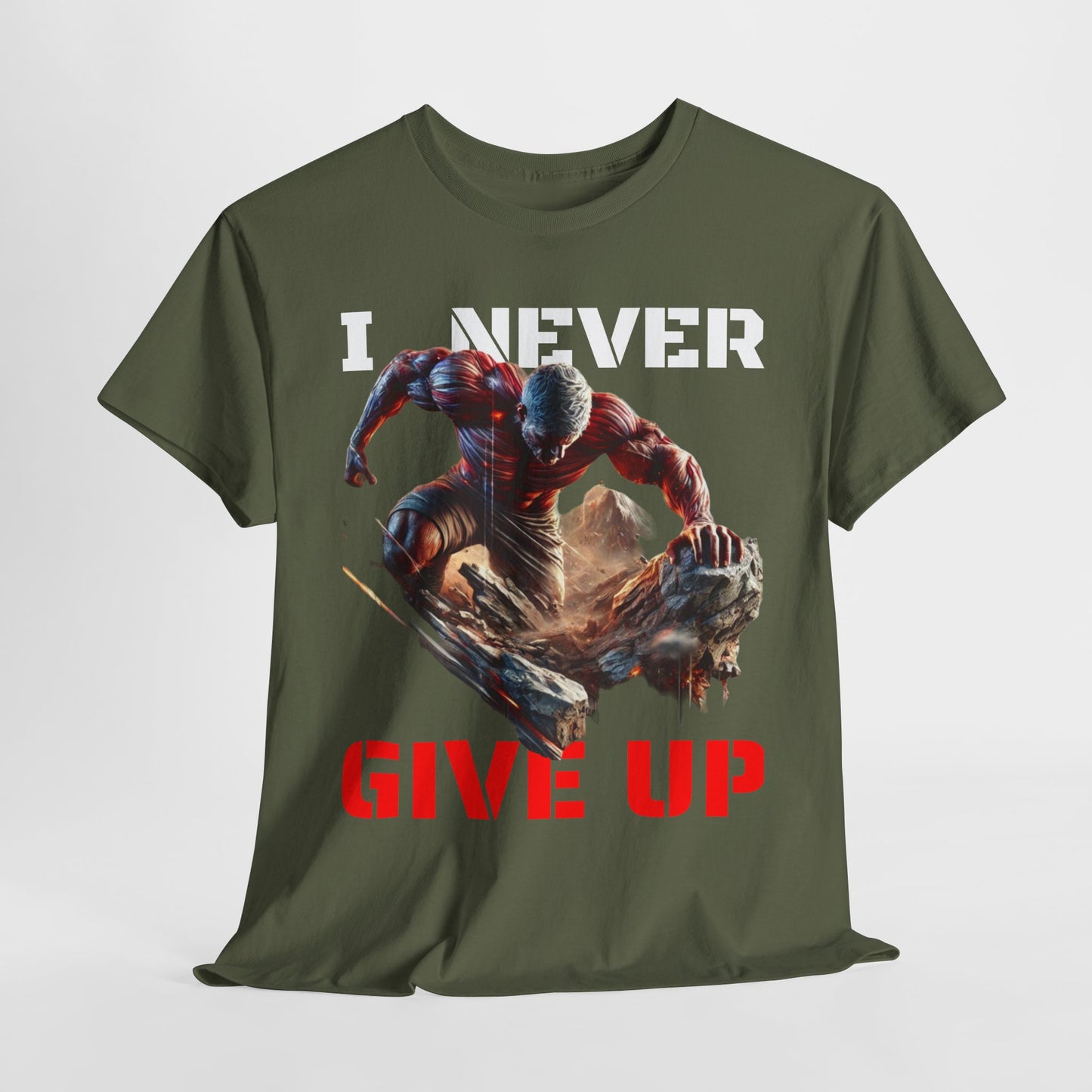CAMISETA HOMBRE ALFA "I NEVER GIVE UP".(USA).