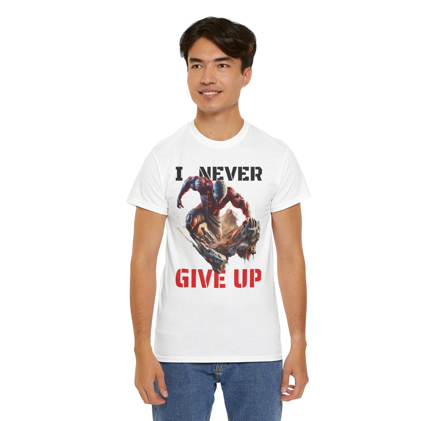 CAMISETA HOMBRE ALFA "I NEVER GIVE UP".(USA).