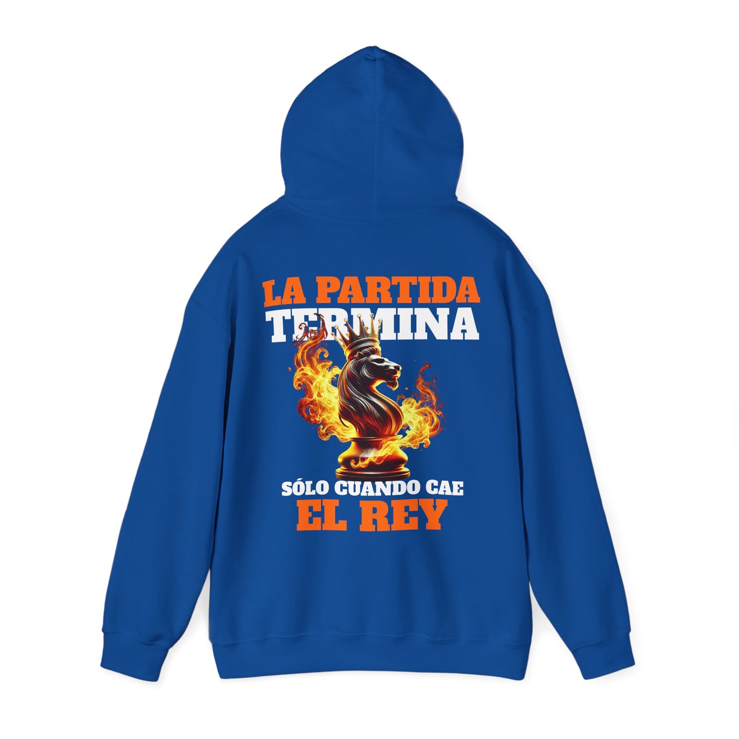 SUDADERA CON GORRO "LA PARTIDA TERMINA CUANDO CAE EL REY". (EUROPA).