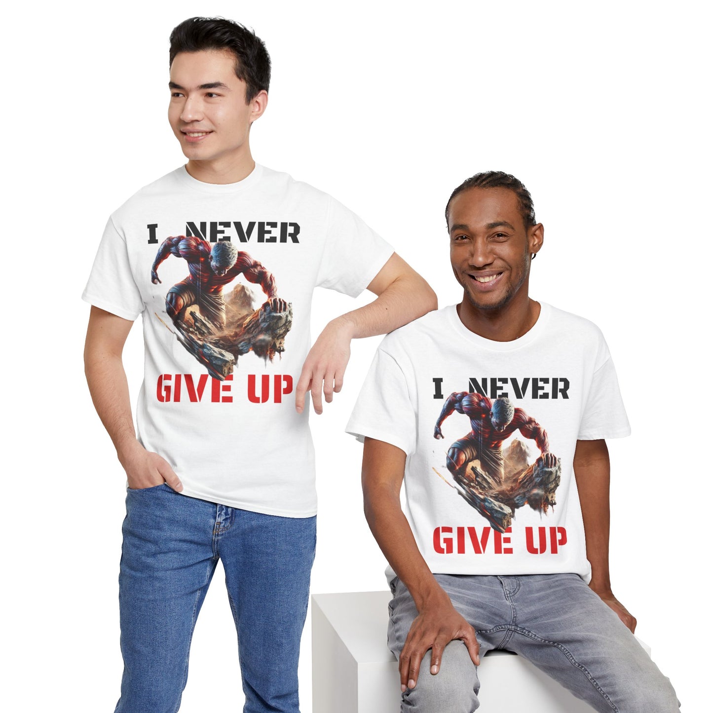 CAMISETA HOMBRE ALFA "I NEVER GIVE UP".(USA).