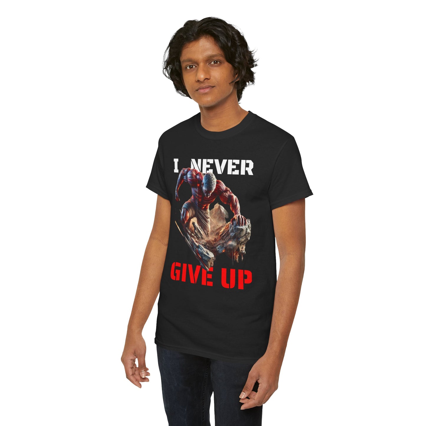 CAMISETA HOMBRE ALFA "I NEVER GIVE UP".(USA).