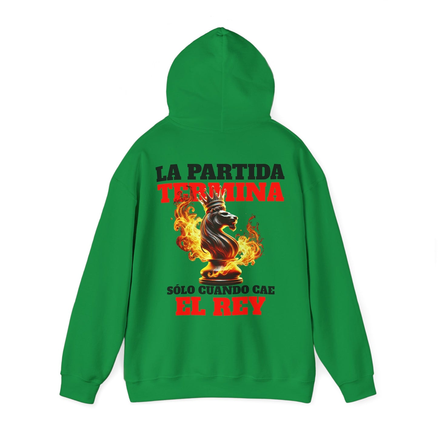 SUDADERA CON GORRO "LA PARTIDA TERMINA CUANDO CAE EL REY". (EUROPA).