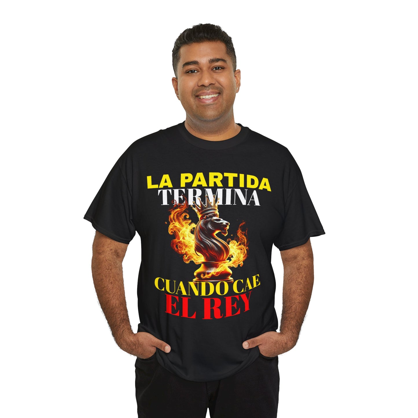 CAMISETA HOMBRE ALFA "LA PARTIDA TERMINA CUANDO CAE EL REY".(EUROPA)