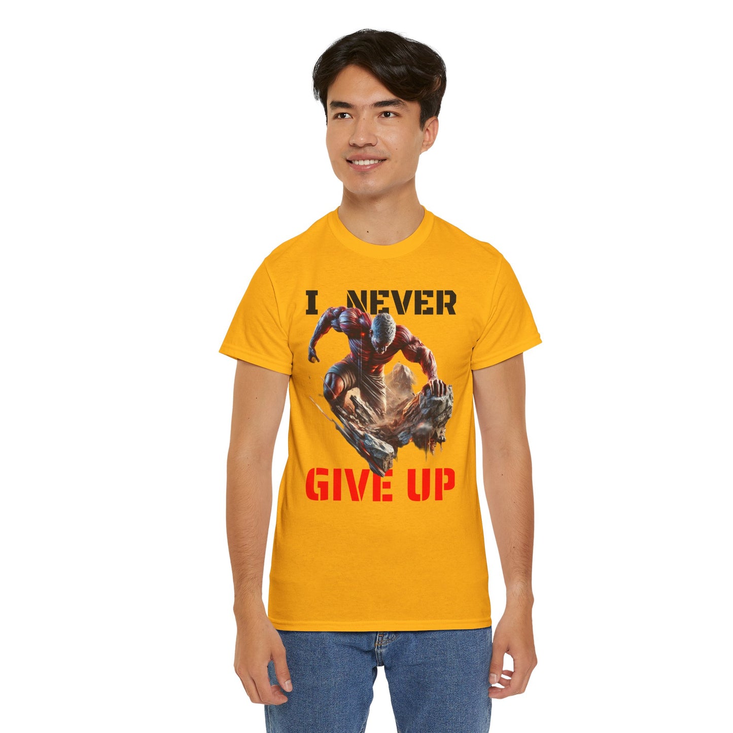 CAMISETA HOMBRE ALFA "I NEVER GIVE UP".(USA).