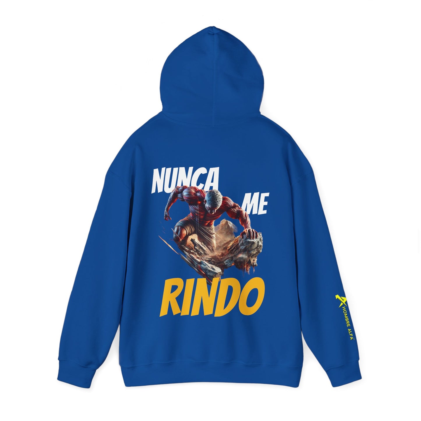 SUDADERA CON GORRO HOMBRE ALFA, "NUNCA ME RINDO".(USA).