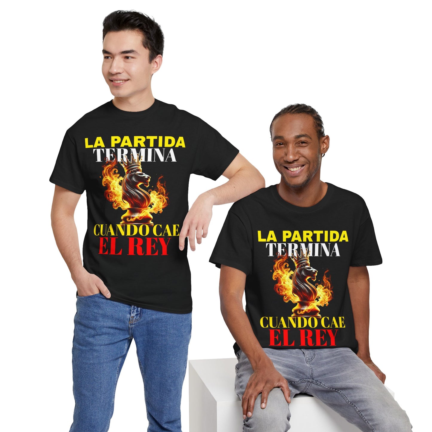 CAMISETA HOMBRE ALFA "LA PARTIDA TERMINA CUANDO CAE EL REY".(EUROPA)