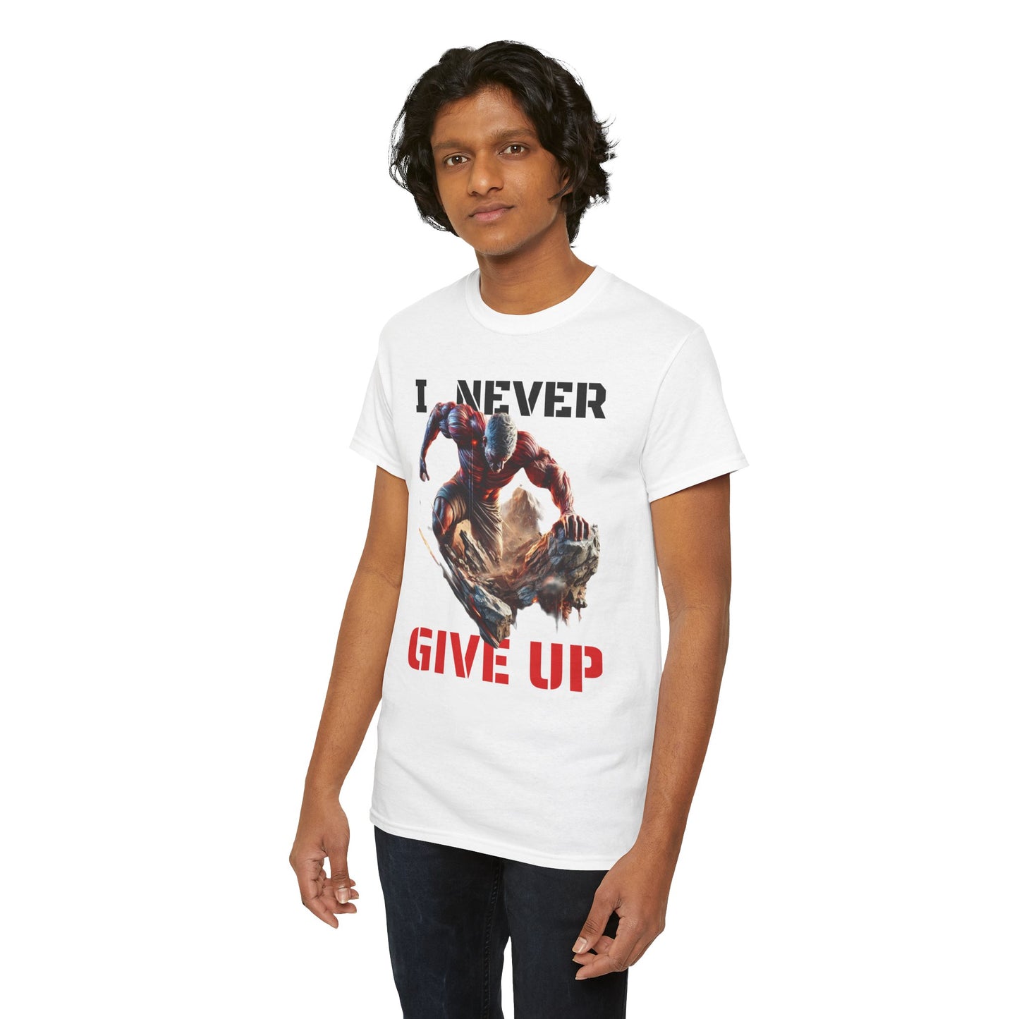 CAMISETA HOMBRE ALFA "I NEVER GIVE UP".(USA).