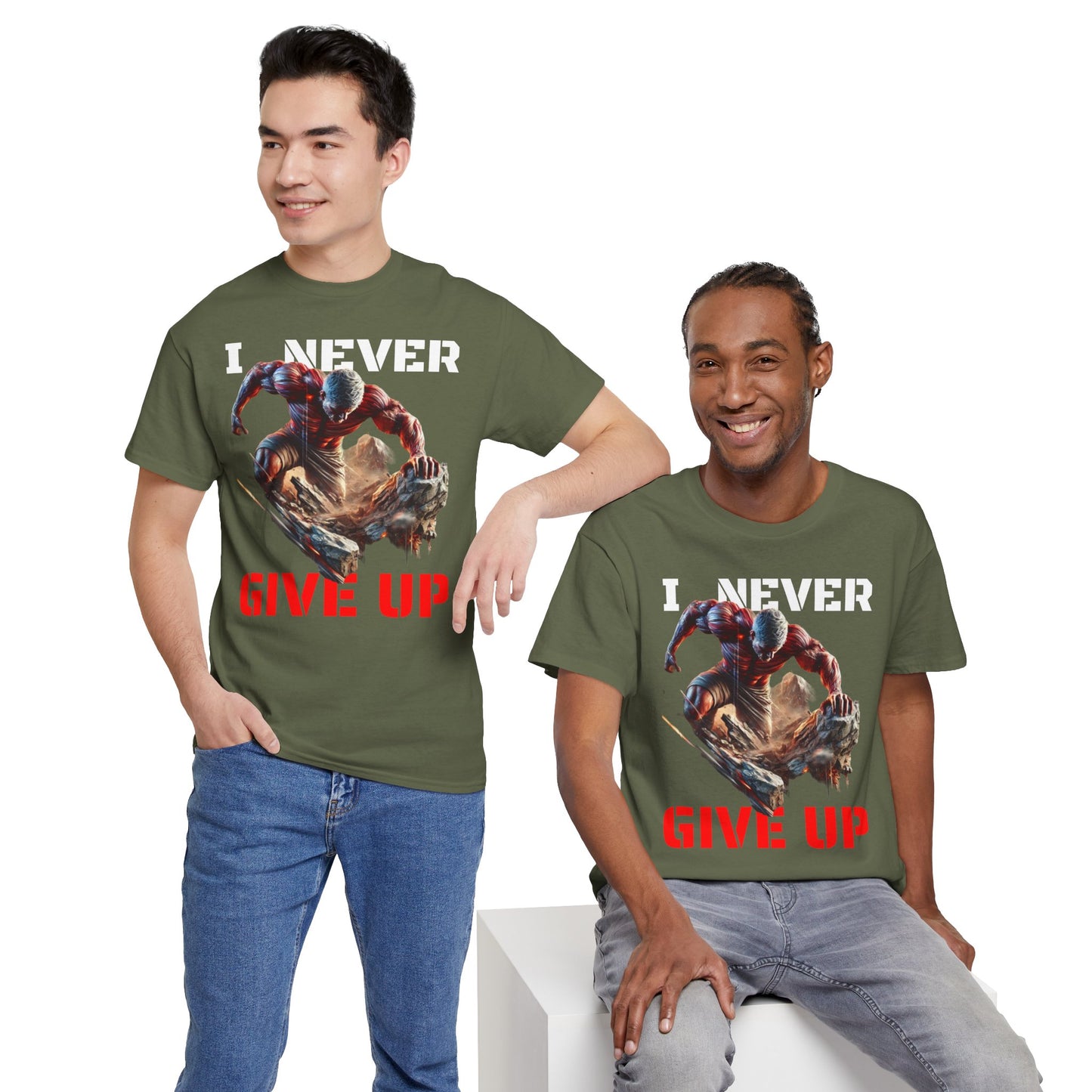 CAMISETA HOMBRE ALFA "I NEVER GIVE UP".(USA).