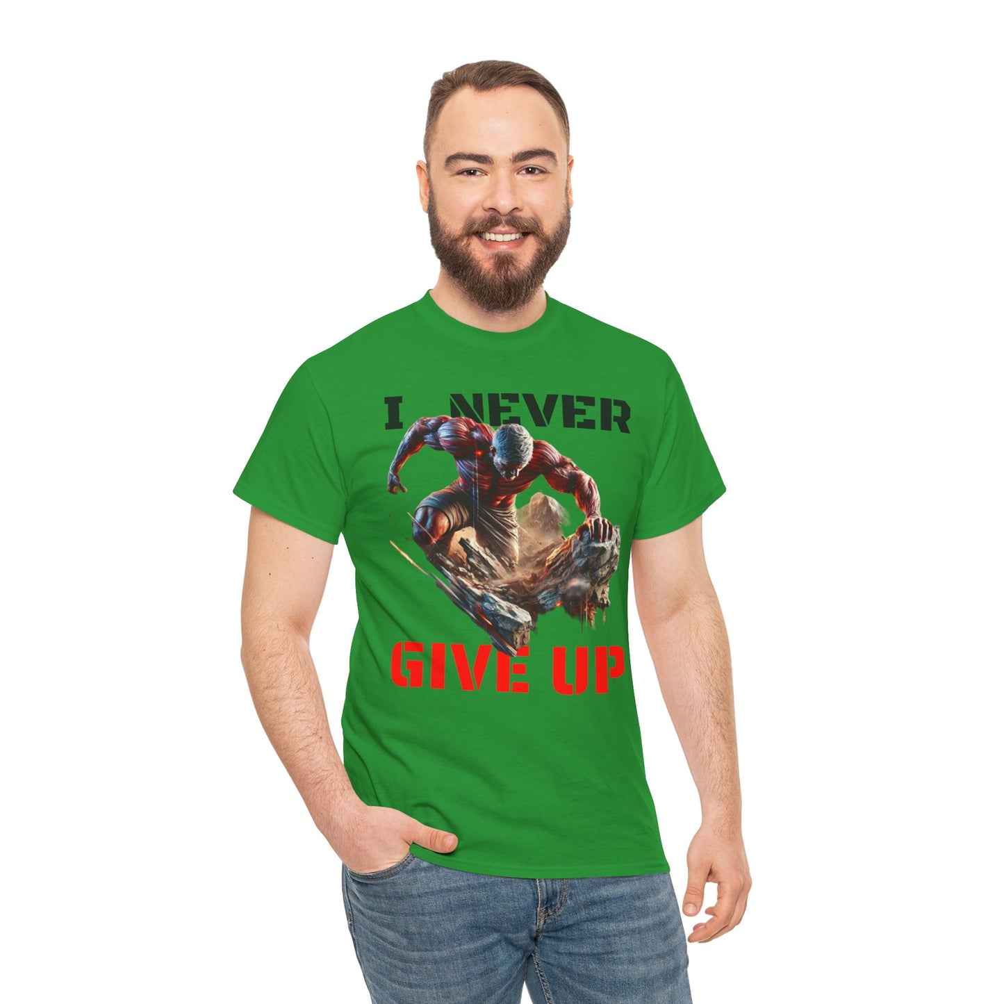 CAMISETA HOMBRE ALFA "I NEVER GIVE UP".(USA).