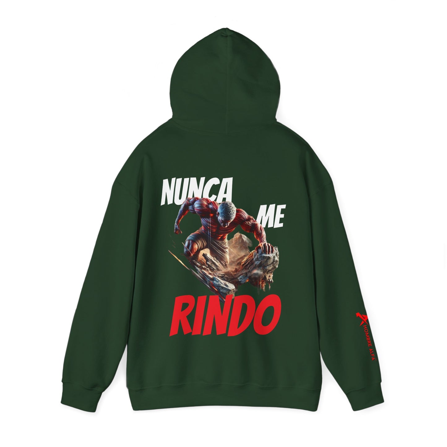 SUDADERA CON GORRO HOMBRE ALFA, "NUNCA ME RINDO".(USA).