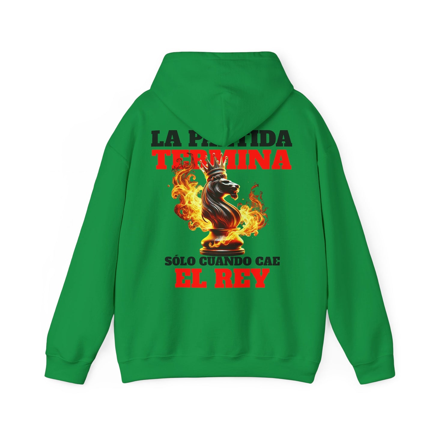 SUDADERA CON GORRO "LA PARTIDA TERMINA CUANDO CAE EL REY". (EUROPA).