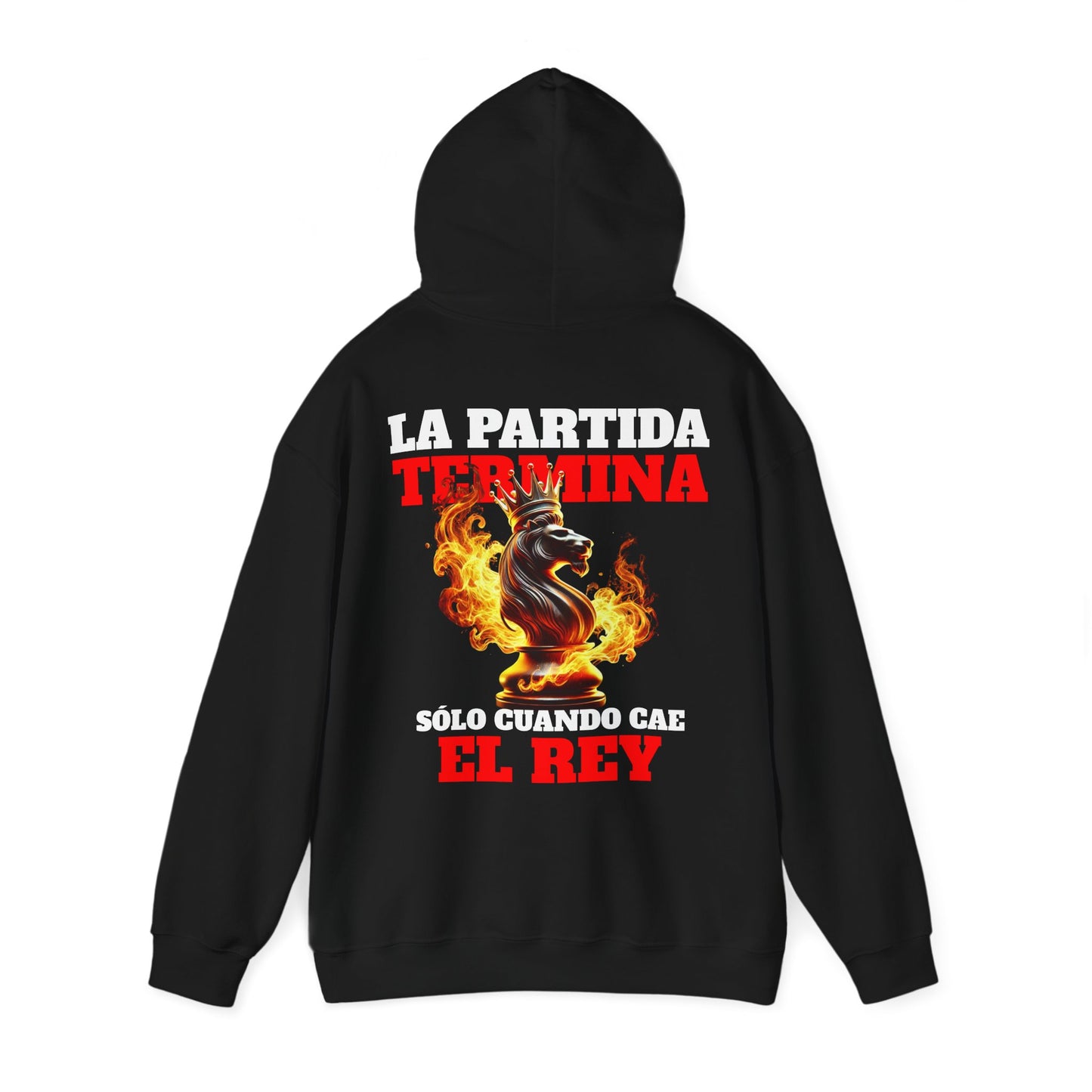 SUDADERA CON GORRO "LA PARTIDA TERMINA CUANDO CAE EL REY". (EUROPA).