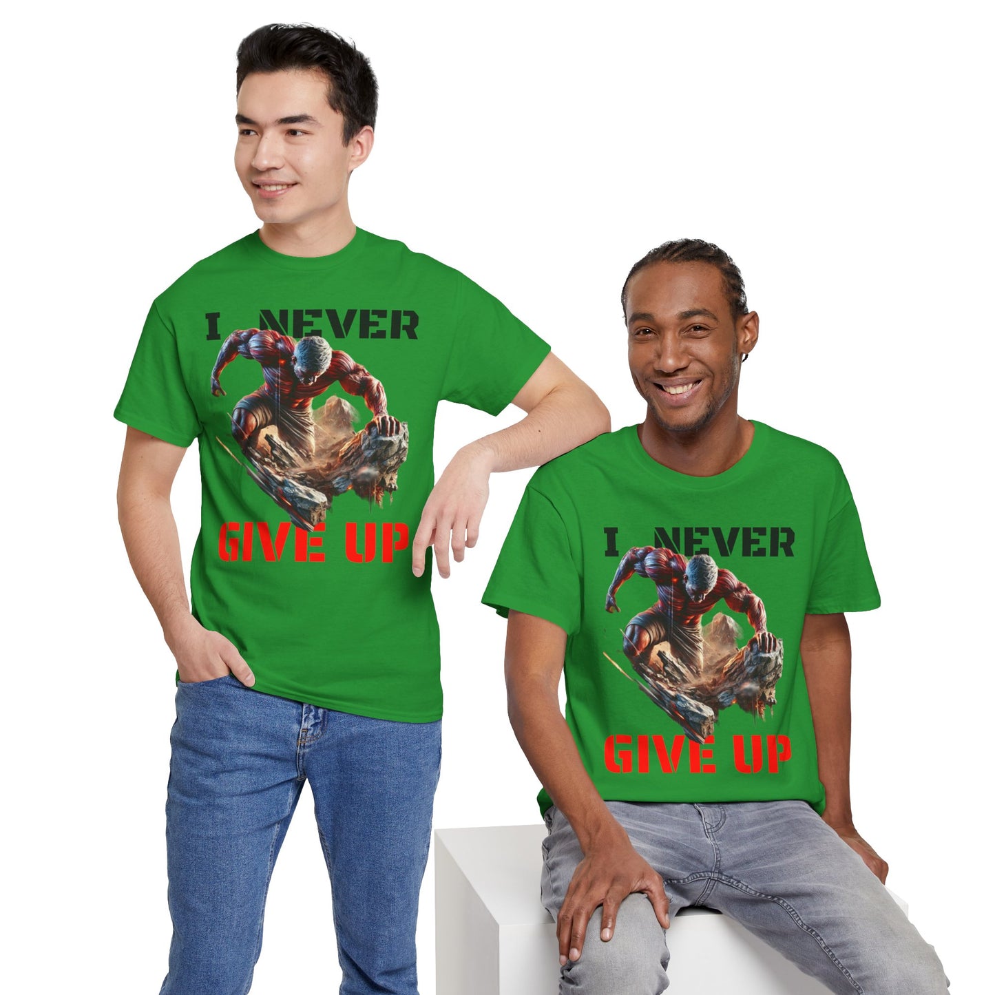 CAMISETA HOMBRE ALFA "I NEVER GIVE UP".(USA).