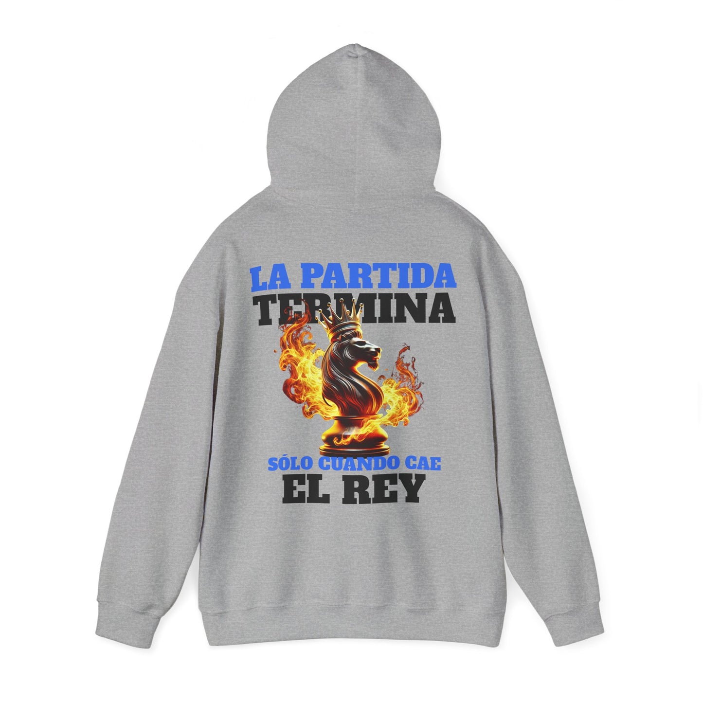 SUDADERA CON GORRO "LA PARTIDA TERMINA CUANDO CAE EL REY". (EUROPA).