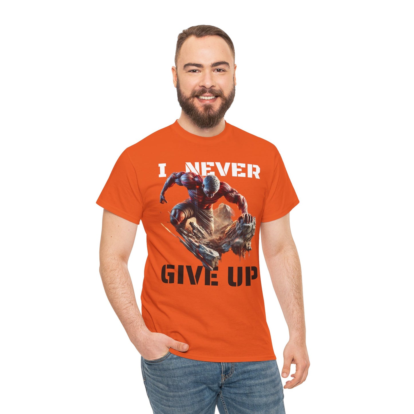 CAMISETA HOMBRE ALFA "I NEVER GIVE UP".(USA).