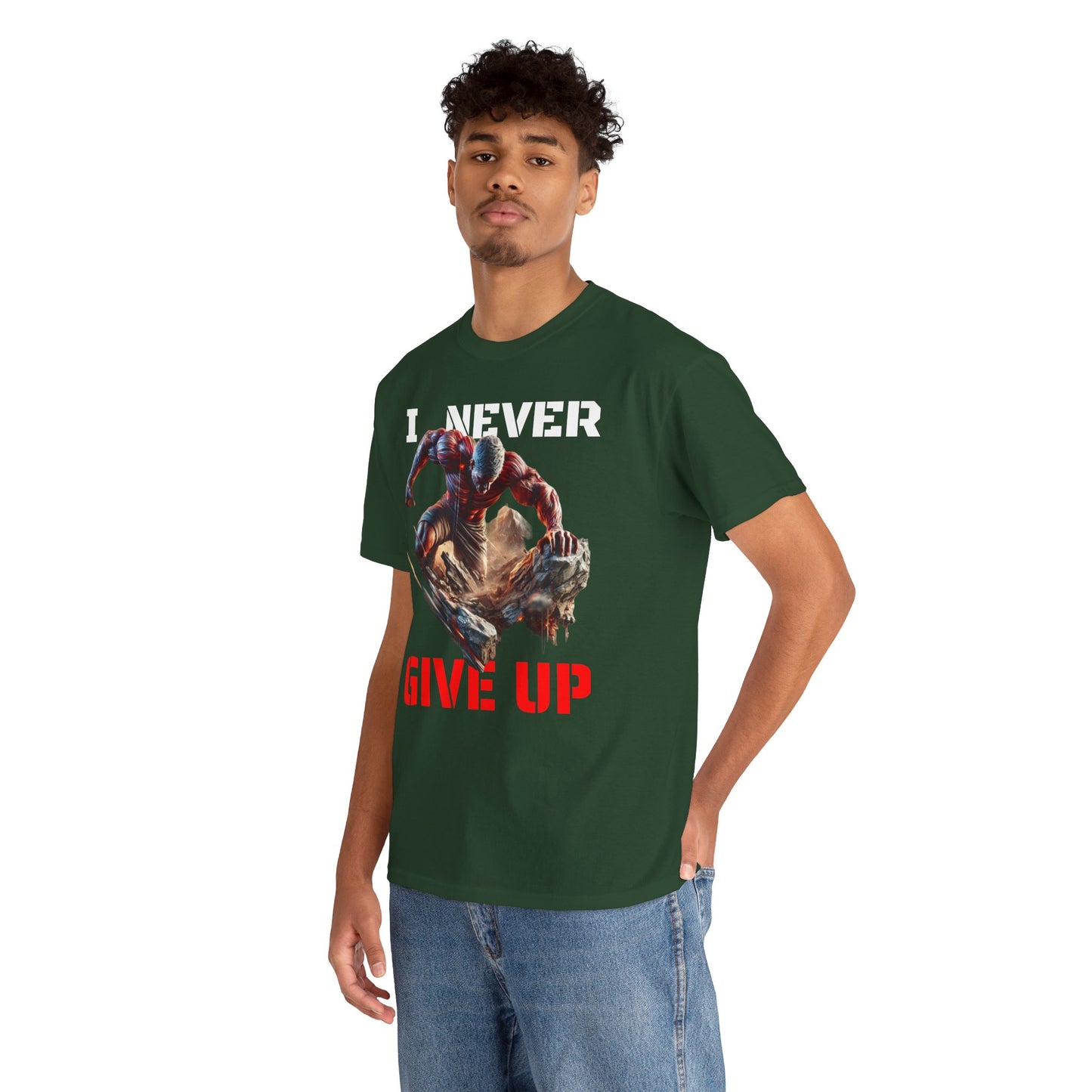 CAMISETA HOMBRE ALFA "I NEVER GIVE UP".(USA).