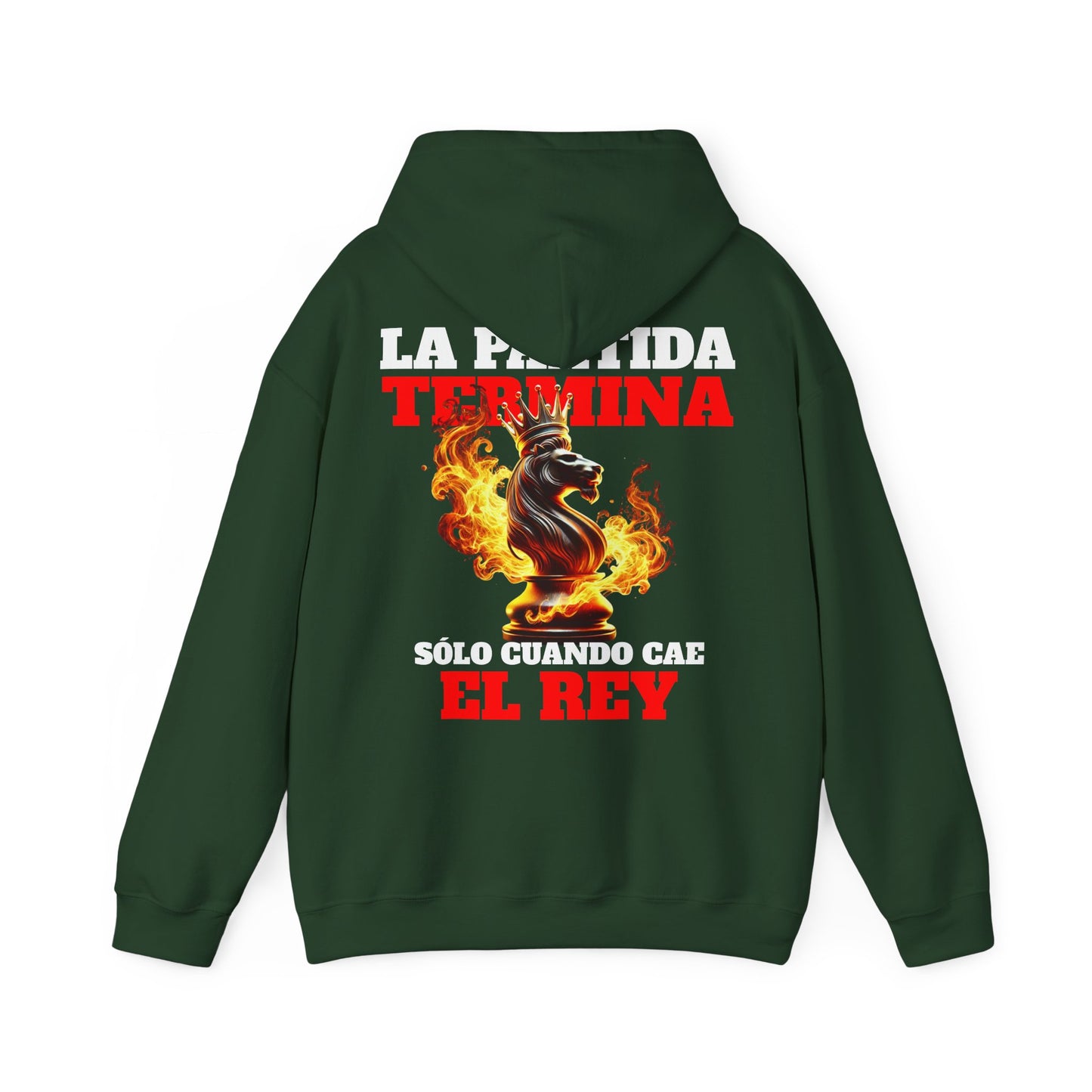 SUDADERA CON GORRO "LA PARTIDA TERMINA CUANDO CAE EL REY". (EUROPA).