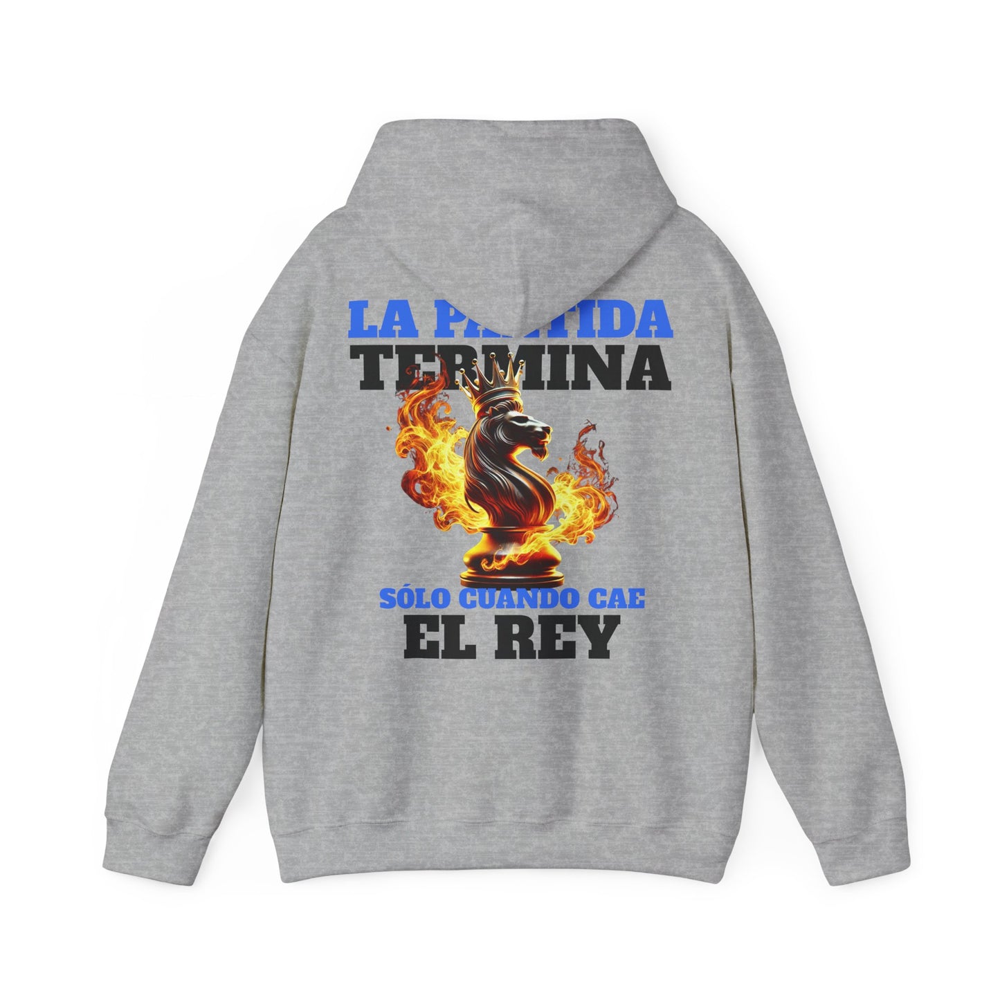 SUDADERA CON GORRO "LA PARTIDA TERMINA CUANDO CAE EL REY". (EUROPA).
