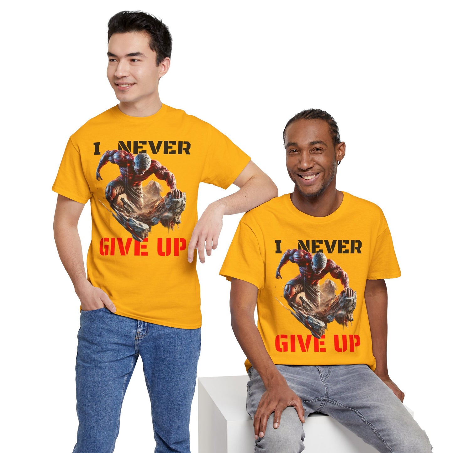 CAMISETA HOMBRE ALFA "I NEVER GIVE UP".(USA).