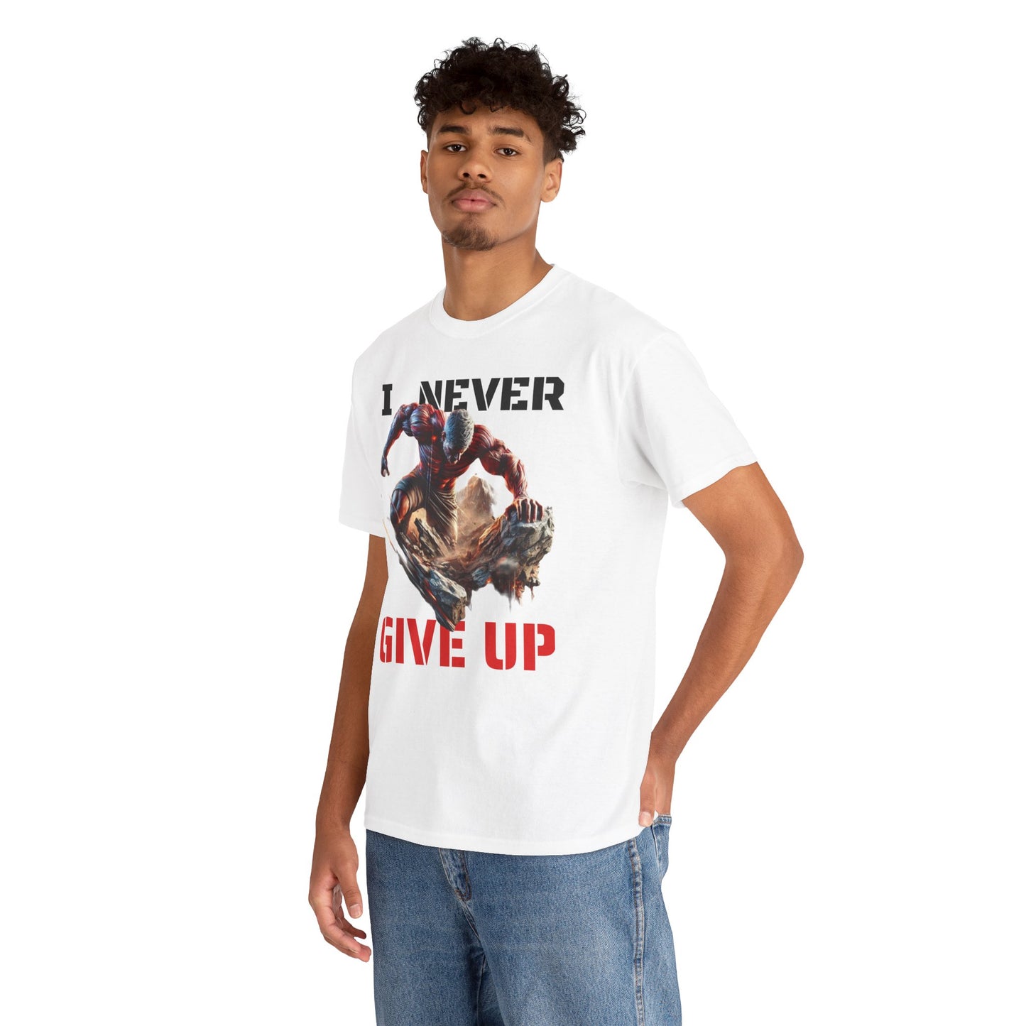 CAMISETA HOMBRE ALFA "I NEVER GIVE UP".(USA).
