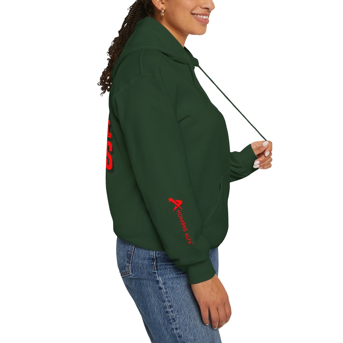 SUDADERA CON GORRO HOMBRE ALFA, "SIEMPRE FUERTES".(USA).