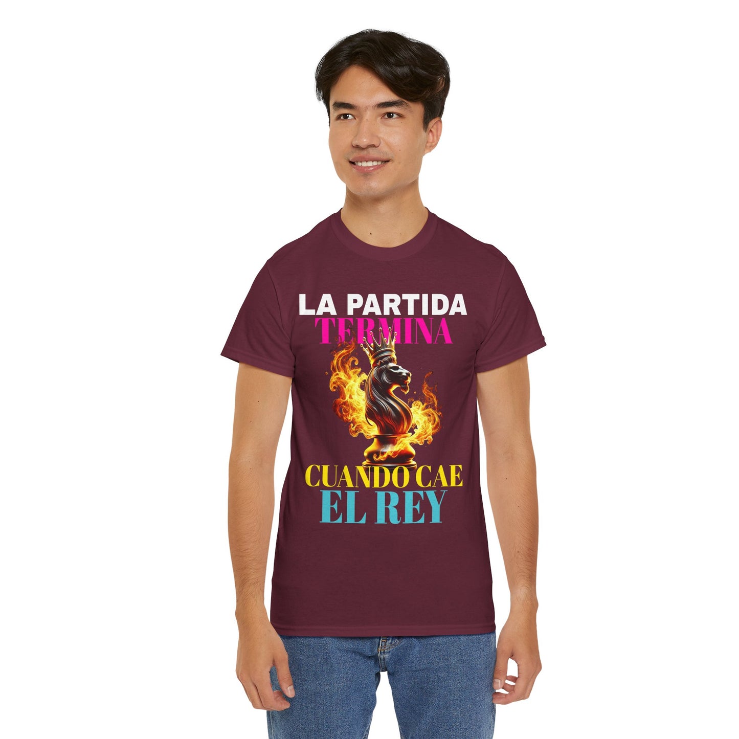 CAMISETA HOMBRE ALFA "LA PARTIDA TERMINA CUANDO CAE EL REY".(EUROPA)