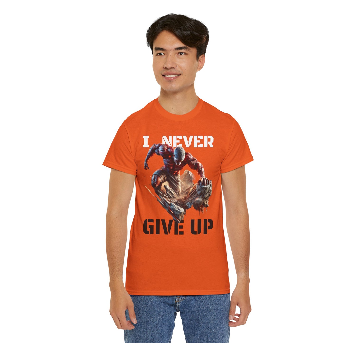 CAMISETA HOMBRE ALFA "I NEVER GIVE UP".(USA).