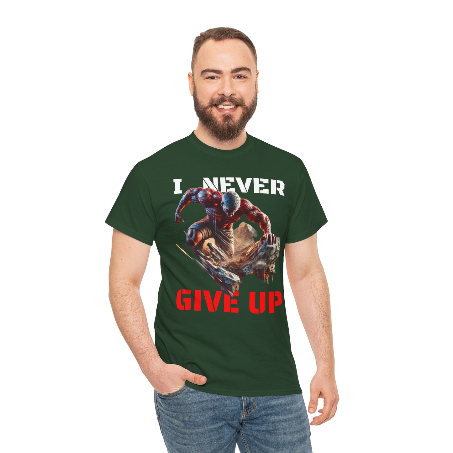 CAMISETA HOMBRE ALFA "I NEVER GIVE UP".(USA).